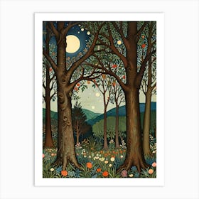 William Morris Moonlight In The Woods 50 Art Print