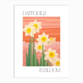 Daffodils In Bloom Flowers Bold Illustration 2 Art Print