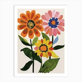 Painted Florals Zinnia 1 Art Print