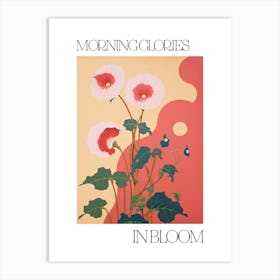 Morning Glories In Bloom Flowers Bold Illustration 3 Art Print
