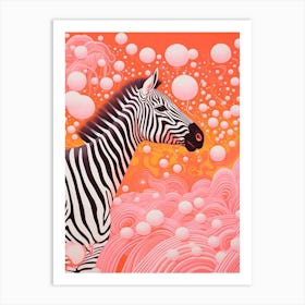 Zebra Pink & Orange 3 Art Print