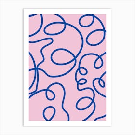 Pink And Blue Abstract Line Art Print