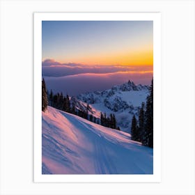 Courmayeur, Italy Sunrise 2 Skiing Poster Art Print