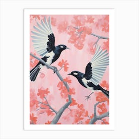 Vintage Japanese Inspired Bird Print Magpie 7 Art Print
