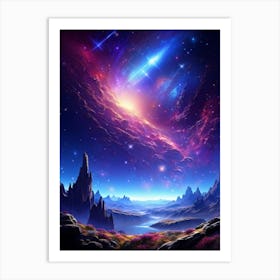 Celestial Landscape Fractals Of Bright Stars Form Intricate Patterns Each Star Glowing With Cosmic (3) Art Print