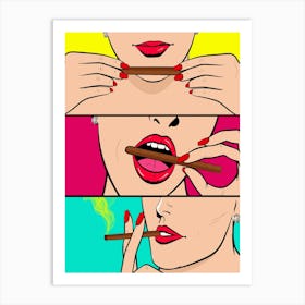 Woman Smoking A Cigar 1 Art Print