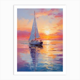 Sailboat At Sunset 20 Art Print