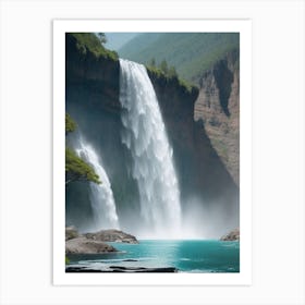 Waterfall In The Mountains 2 Art Print
