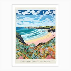 Poster Of Crantock Beach, Cornwall, Matisse And Rousseau Style 3 Art Print