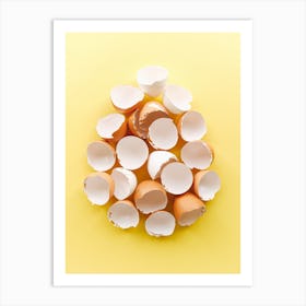 Egg Shells On Yellow Background Art Print