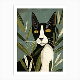 Cat In Leaves Art Print