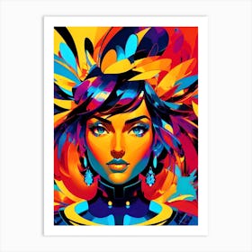 Girl With Colorful Hair Art Print