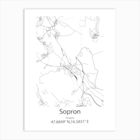 Sopron,Hungary Minimalist Map Art Print