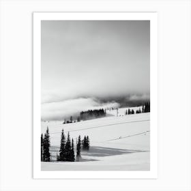 Furano, Japan Black And White Skiing Poster Art Print