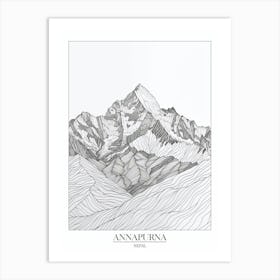 Annapurna Nepal Line Drawing 2 Poster Art Print