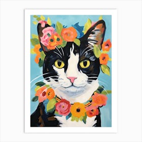 Japanese Bobtail Cat With A Flower Crown Painting Matisse Style 3 Art Print