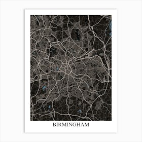 Birmingham Black Blue Art Print