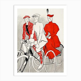 Women Riding Bicycles On A Road, Edward Penfield Art Print