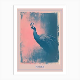 Pink & Blue Peacock Portrait 1 Poster Art Print