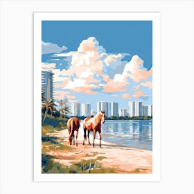 Horse Painting In Miami Beach Post Impressionism Style 14 Art Print