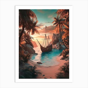 Pirate Ship In The Sea 1 Art Print