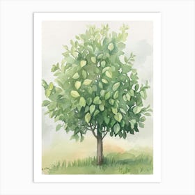 Lemon Tree Atmospheric Watercolour Painting 3 Art Print