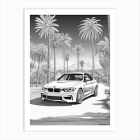 Bmw Tropical Line Drawing 3 Art Print