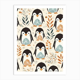 Floral Cute Baby Penguin Nursery (6) Art Print