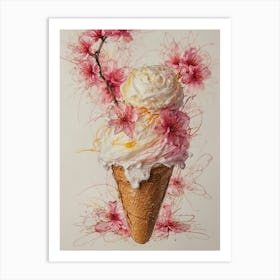 Cherry Blossom Ice Cream Art Print