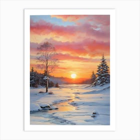 Leonardo Diffusion Xl Winter Sunset Art Print 0 Art Print