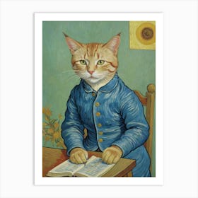 Cat Reading A Book Art Print