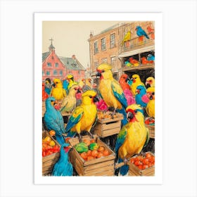 Colorful Parrots 2 Art Print