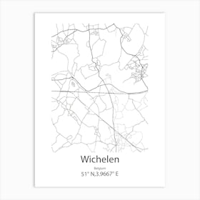 Wichelen,Belgium Minimalist Map Art Print