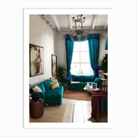 Turquoise Living Room 3 Art Print