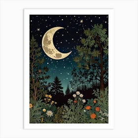 Night In The Woods Style William Morris 1 Art Print 2 Art Print