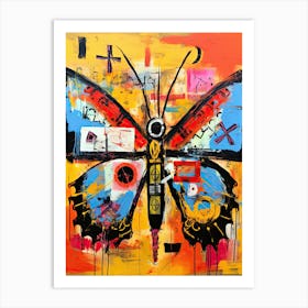 Butterfly colorful in Basquiat's Style Art Print