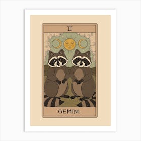 Gemini Raccoons Zodiac Art Print
