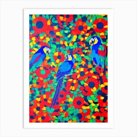 Macaw Yayoi Kusama Style Illustration Bird Art Print