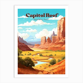 Capitol Reef National Park Camping Travel Art Illustration Art Print