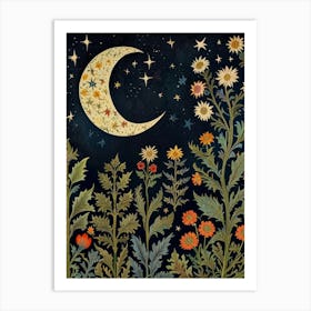 Moon And Flowers Style William Morris 18 Art Print