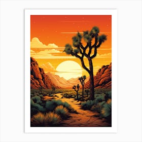  Retro Illustration Of A Joshua Tree At Dusk In Desert 2 Art Print