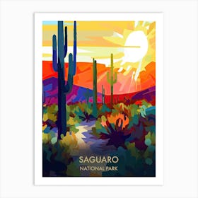 Saguaro National Park Travel Poster Illustration Style 3 Art Print