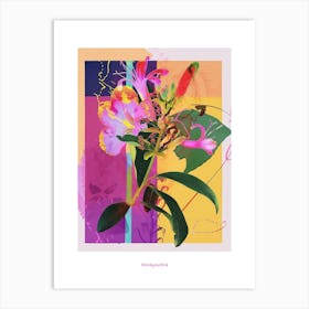 Honeysuckle 4 Neon Flower Collage Poster Art Print