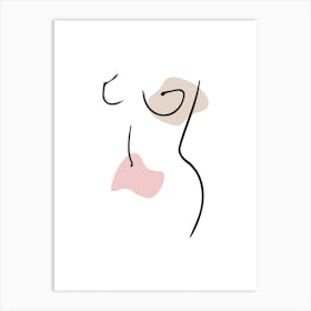 Drawing Of A Woman'S Face - Line Art Art Print