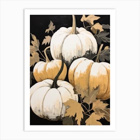 Black White And Gold Pumpkins 3 Art Print