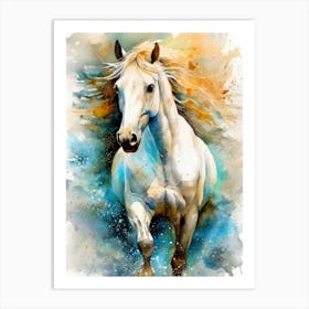 White Horse Painting animal Art Print