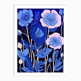 Blue Flower Illustration Lisianthus 4 Art Print