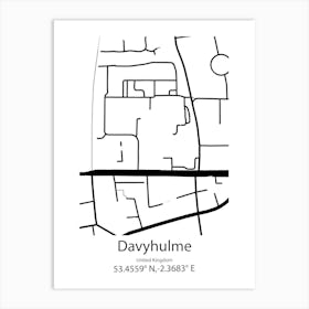 Davyhulme,United Kingdom Minimalist Map Art Print