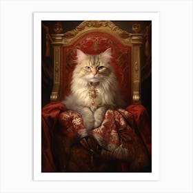 Cat On A Red Throne 4 Art Print