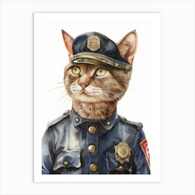 Police Officer Cat Art Print